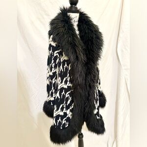 Betsey Johnson Super RARE Cruella Deville Faux Fur Penny Lane Coat M/L